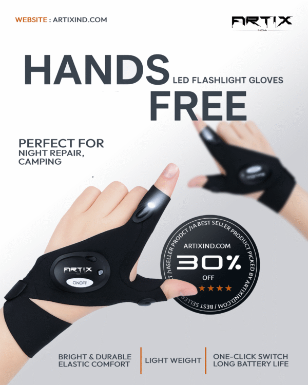 LED Flashlight Gloves, Mechanical Light Gloves, repairing, fishing, hiking, running