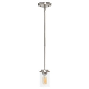 Nickel And Clear Cylinder Iron Ceiling Light With Clear Shades